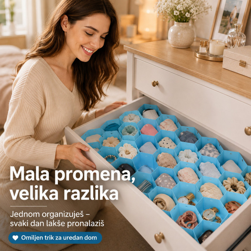 Organizer za fioke u obliku saća – za čarape, veš i sitnice