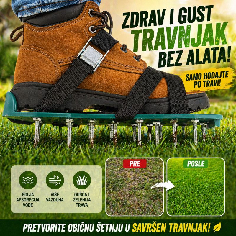 Sandale za aeraciju travnjaka – Zdrav i gust travnjak bez alata