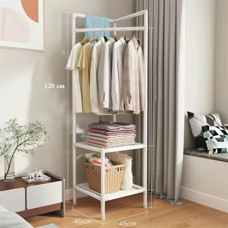 CornerMax -  Ugaoni štender u beloj boji za odlaganje odeće