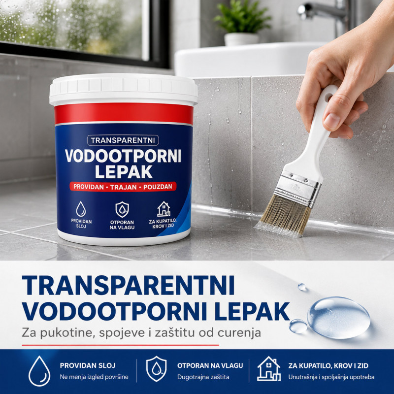 Transparentni vodootporni lepak za pukotine, pločice, beton, drvo i krov