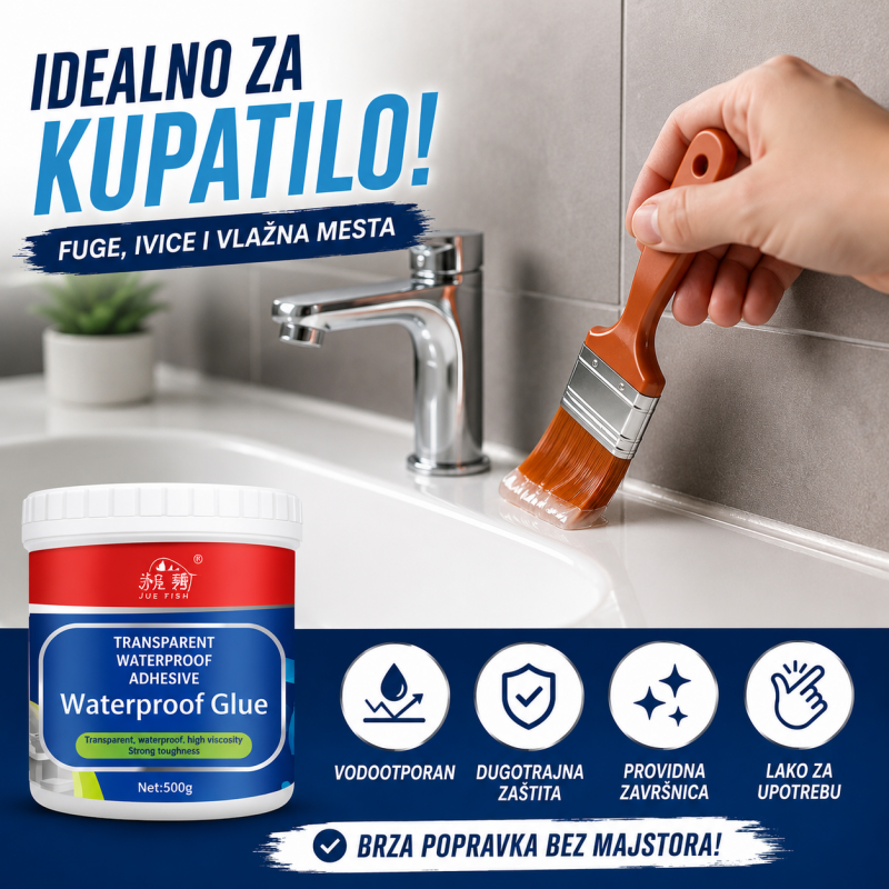 Transparentni vodootporni lepak za pukotine, pločice, beton, drvo i krov