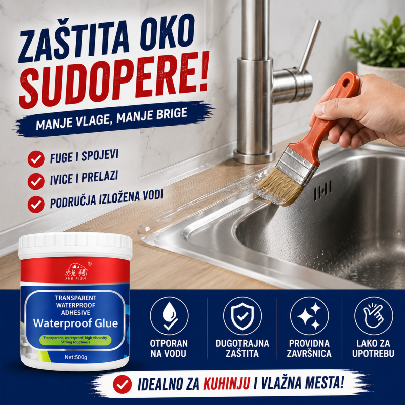 Transparentni vodootporni lepak za pukotine, pločice, beton, drvo i krov