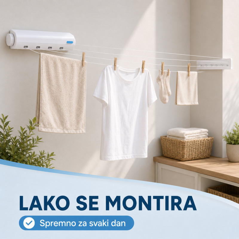 Držač sa 4 podesive žice za sušenje veša – zidna sušilica koja štedi prostor