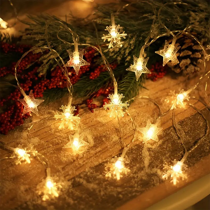 Winter Star - Niz lampica zvezdica i snežnih pahulja 3m