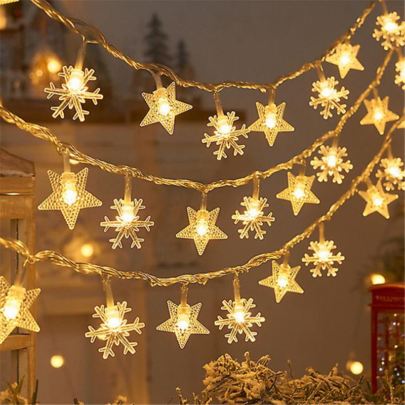 Winter Star - Niz lampica zvezdica i snežnih pahulja 3m