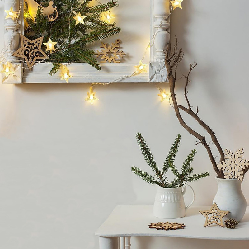 Warm white star light – praznične lampice zvezdice toplo bele 3m