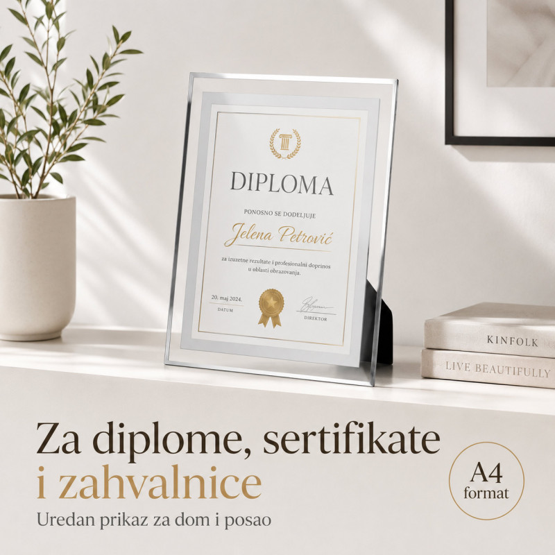 A4 stakleni ram za slike, diplome i postere 21 x 29,7 cm