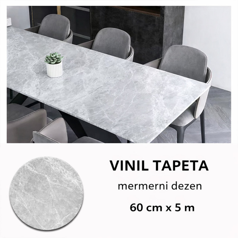Sjajna vinil tapeta za nameštaj -  tamno sivi mermer dezen 5m rolna