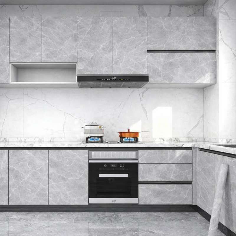 Sjajna vinil tapeta za nameštaj -  tamno sivi mermer dezen 5m rolna