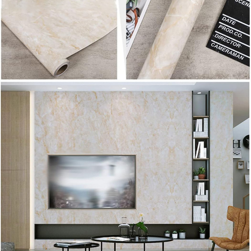 Samolepljiva folija za nameštaj 1m x 60cm - efekat žutog mermera