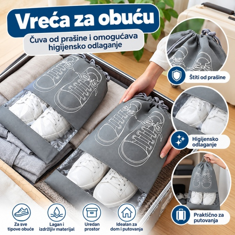 Vreća za obuću sa providnim prozorom – uredan ormar i čist kofer