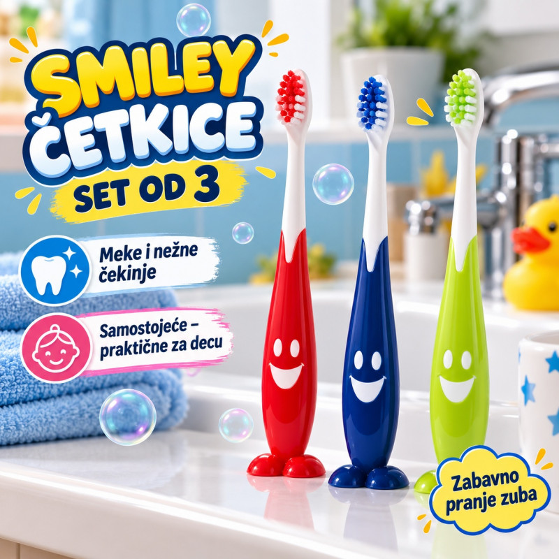 Smiley set od 3 samostojeće četkice za decu