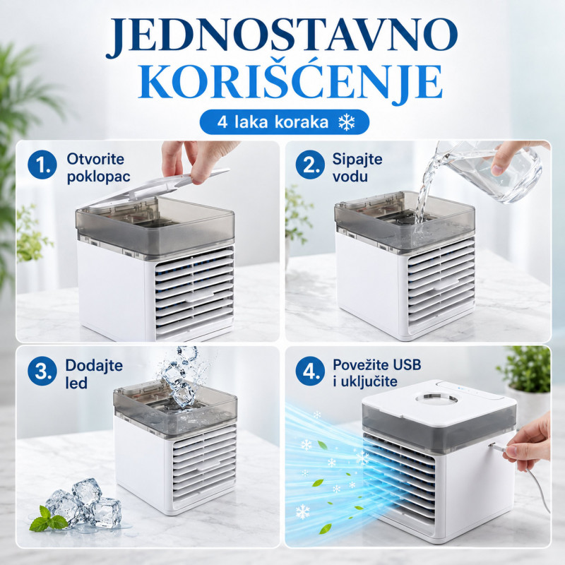 Mini prenosiva klima za osveženje – rashladi svoj kutak za par trenutaka