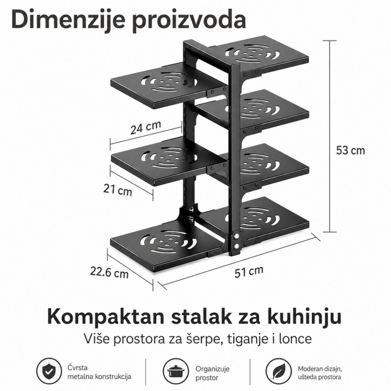 VERTIKO Pot Stand - podesivi stalak za tiganje i šerpe