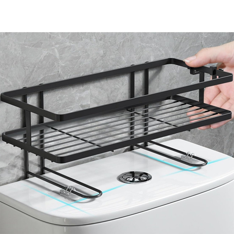 Crna metalna polica za uredno kupatilo