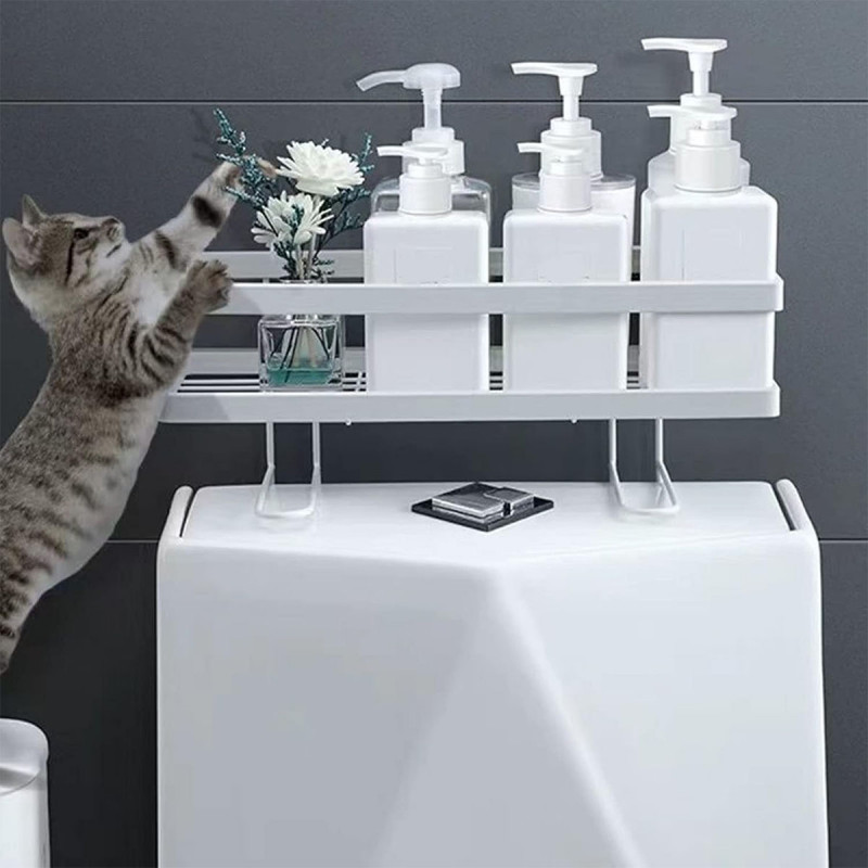 Bela metalna polica za uredno kupatilo