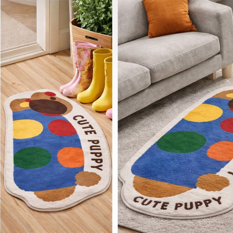 Blue Puppy rug - Slatki tepih u obliku šarene kuce