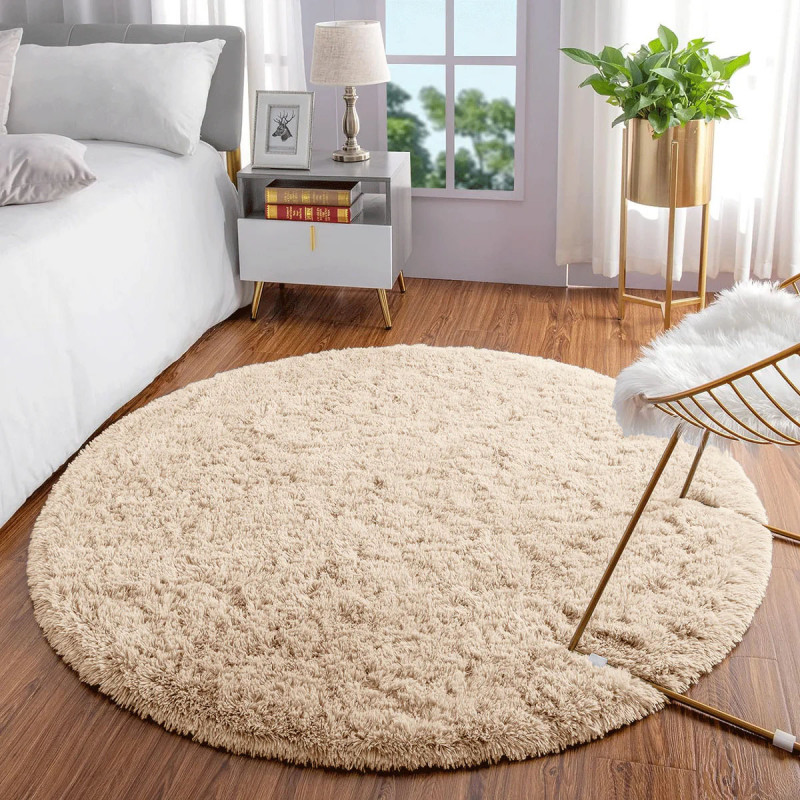 Fluffy Carpet 160cm - nežni okrugli tepih bež boje