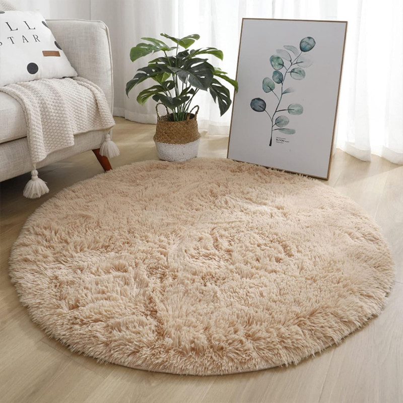 Fluffy Carpet 160cm - nežni okrugli tepih bež boje