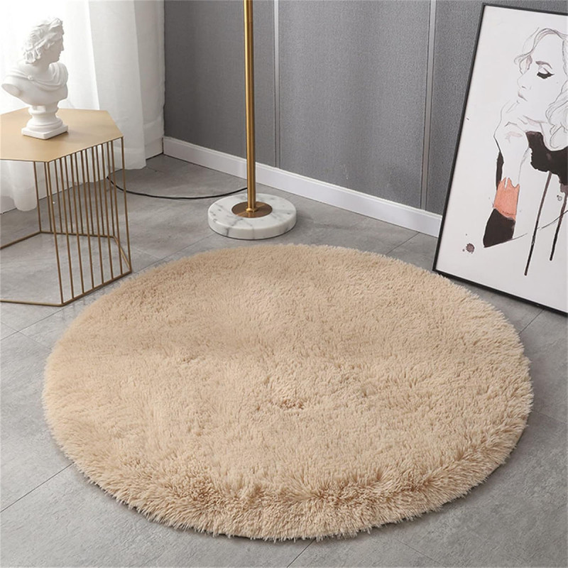 Fluffy Carpet 160cm - nežni okrugli tepih bež boje