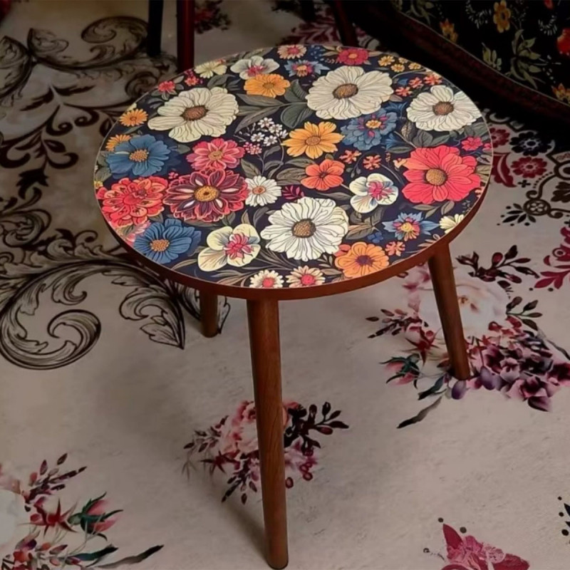 Flower Touch - Drveni retro stočić