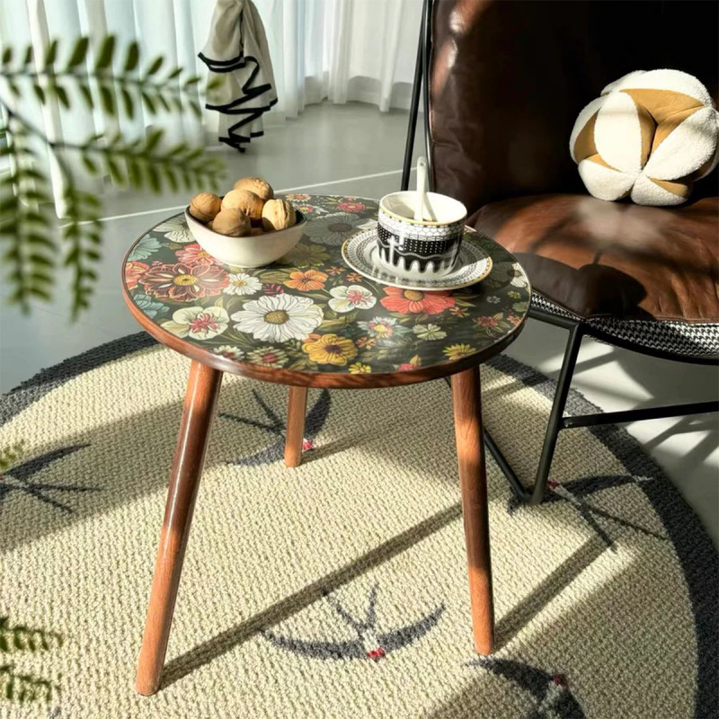 Flower Touch - Drveni retro stočić