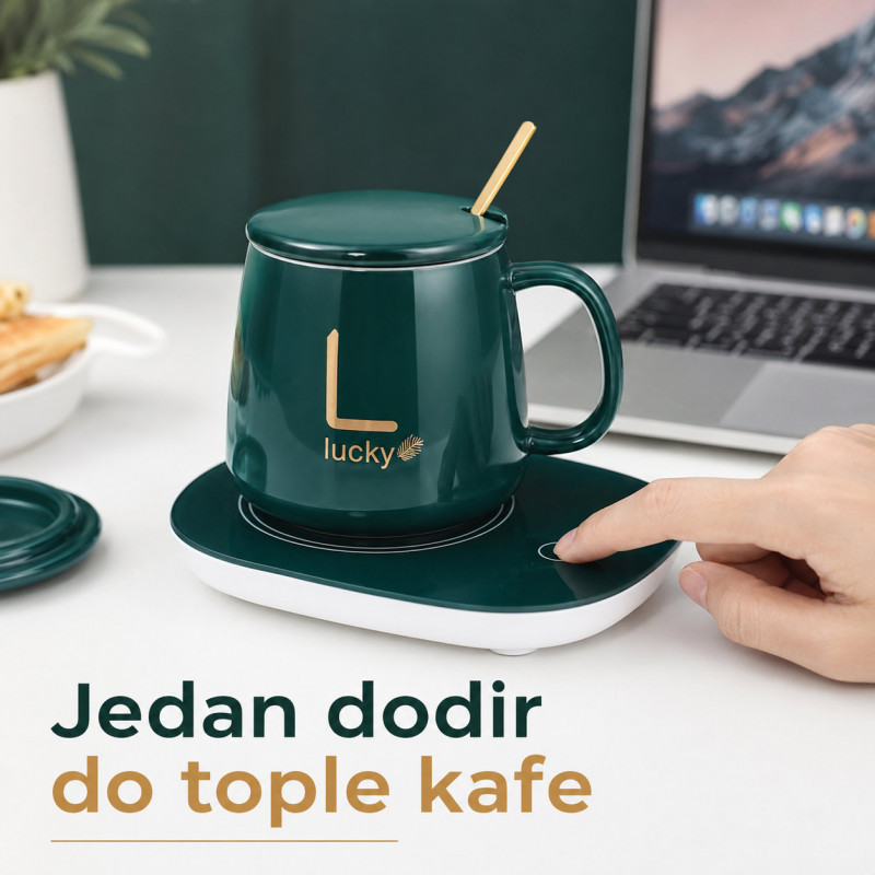 Smart Coffee Set - Električni grejač za kafu sa šoljom – smart podloga za toplu kafu i čaj