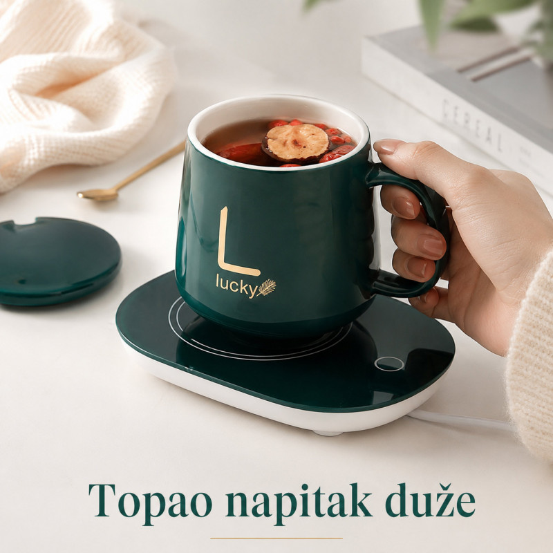 Smart Coffee Set - Električni grejač za kafu sa šoljom – smart podloga za toplu kafu i čaj