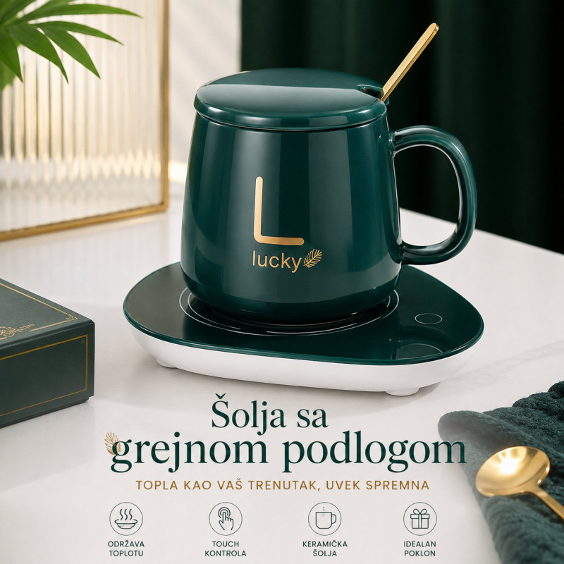 Smart Coffee Set - Električni grejač za kafu sa šoljom – smart podloga za toplu kafu i čaj