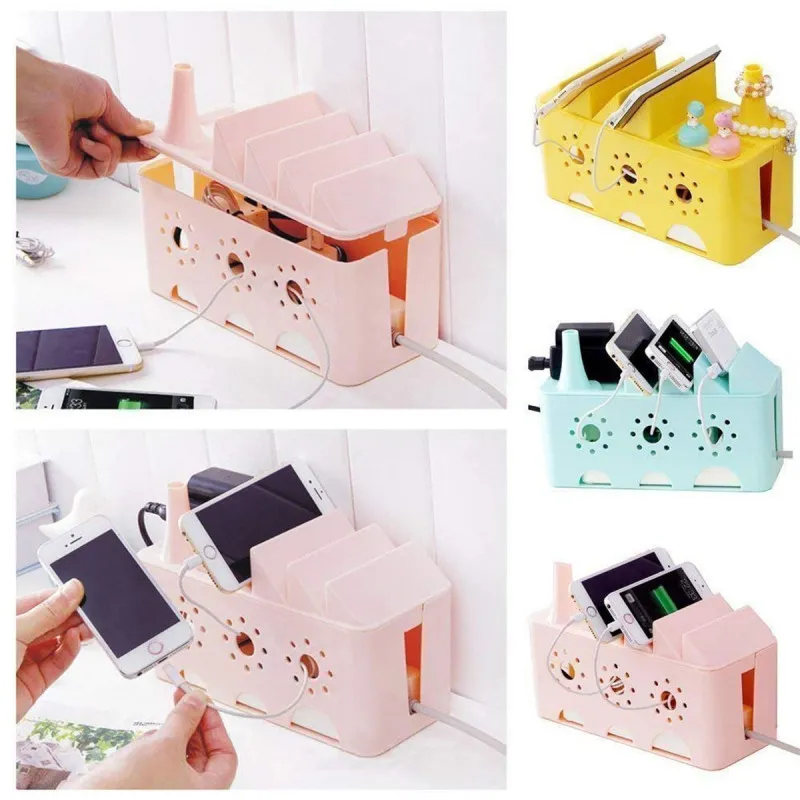 Mini Cable Box - Mini kutija za prikrivanje kablova + držač telefona