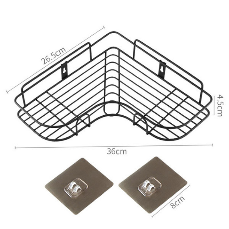 Crna ugaona metalna polica koja se montira lepljenjem