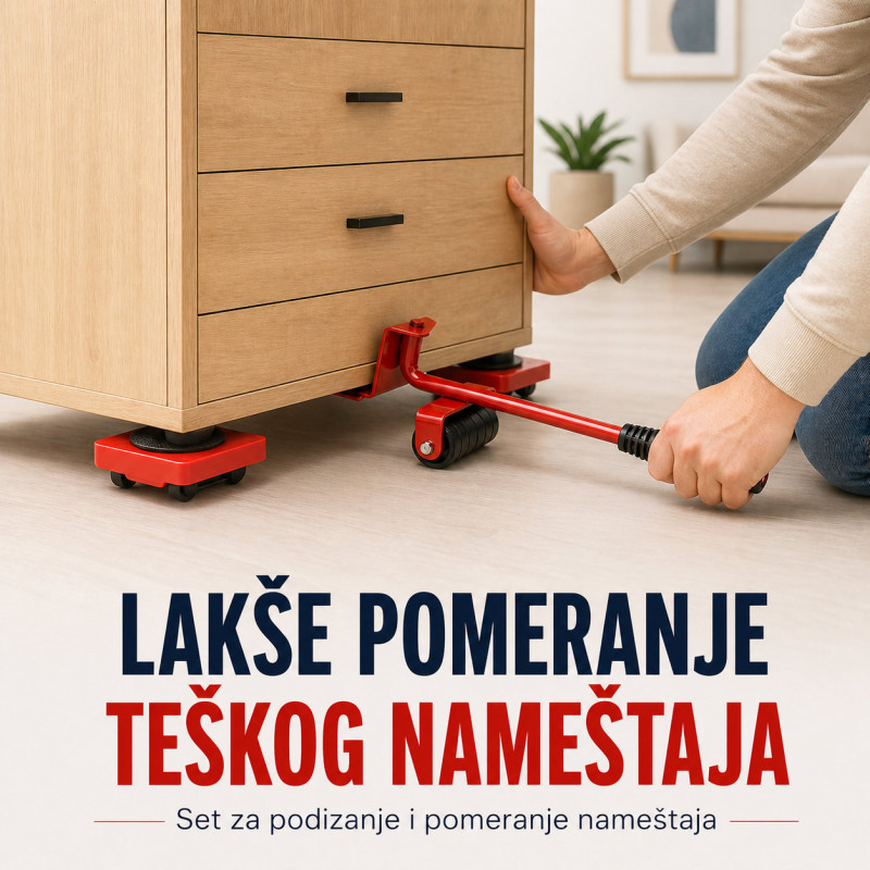 Set sa točkićima za lakše pomeranje nameštaja – PODIGNI, POSTAVI, POMERI