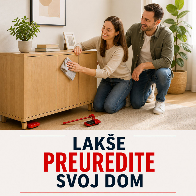 Set sa točkićima za lakše pomeranje nameštaja – PODIGNI, POSTAVI, POMERI