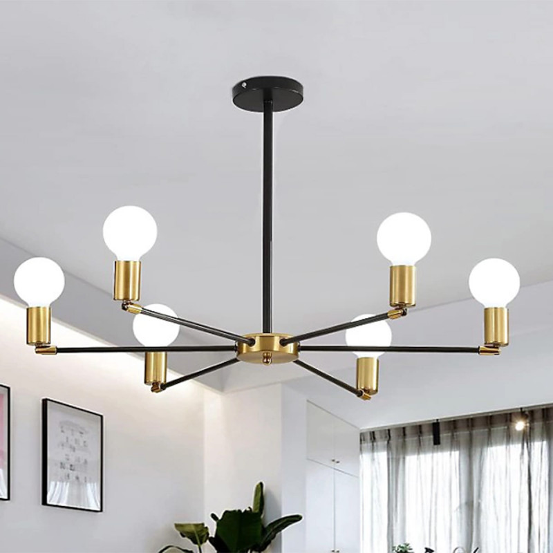 Orbit 6 – crno-zlatni plafonski luster sa šest svetlosnih tačaka