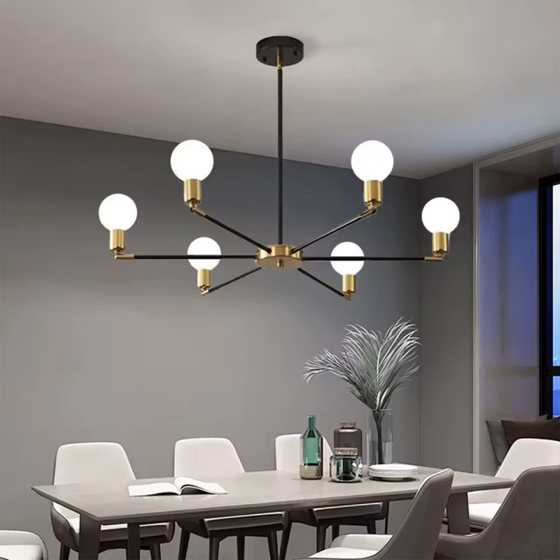 Orbit 6 – crno-zlatni plafonski luster sa šest svetlosnih tačaka