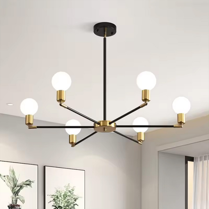 Orbit 6 – crno-zlatni plafonski luster sa šest svetlosnih tačaka