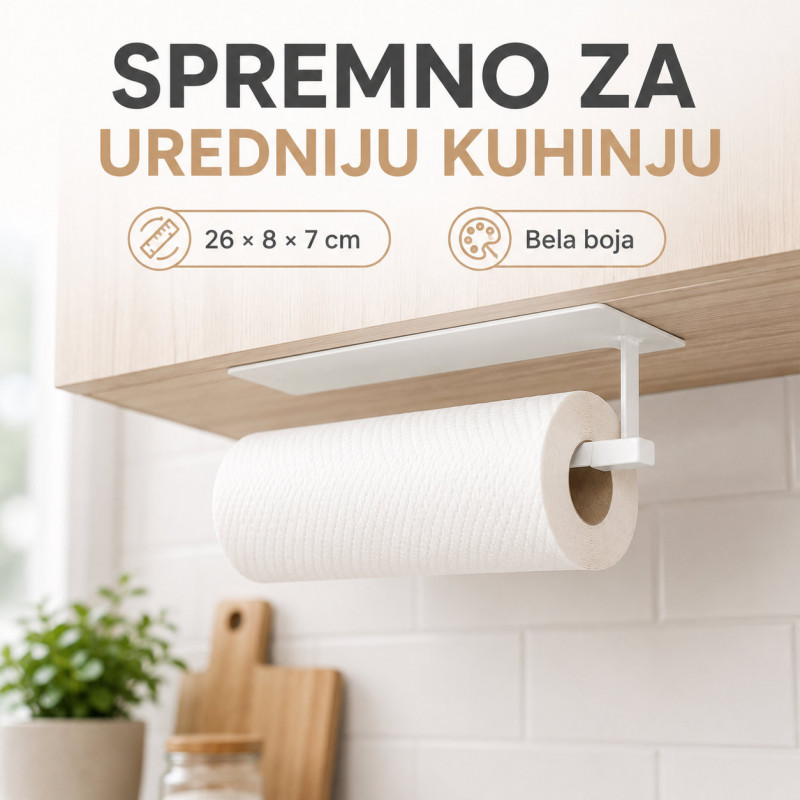 Samolepljivi metalni držač za ubruse i krpe - Beli