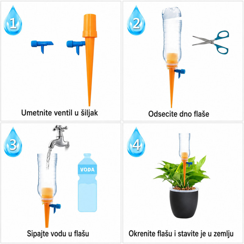 Pametna prskalica kap-po-kap 10 komada – Savršeno zalivanje bez muke i rasipanja vode