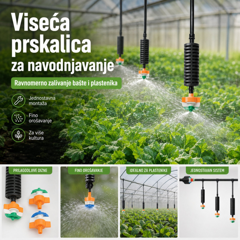 Viseća prskalica za navodnjavanje i orošavanje biljaka – za baštu, plastenik i dvorište