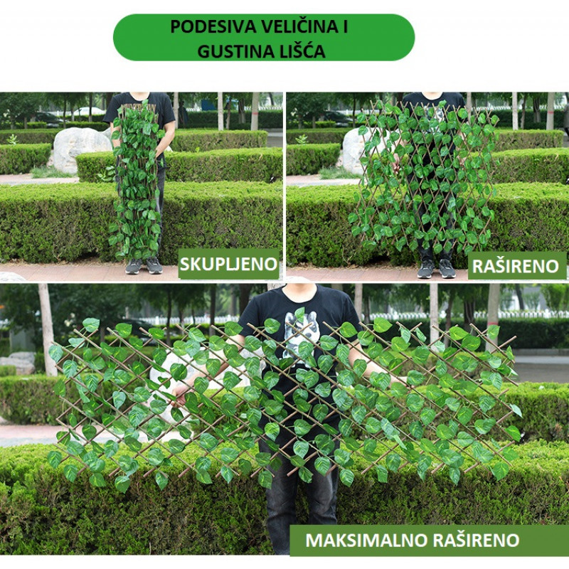 Green Fence - Podesiva ograda sa veštačkim zelenilom 120 cm