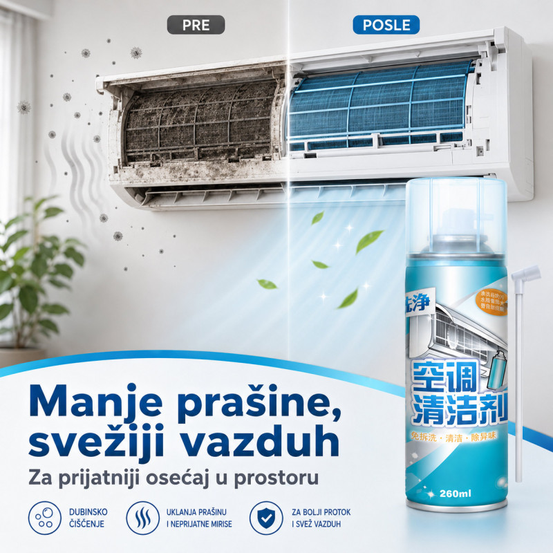 Sredstvo za čišćenje unutrašnje jedinice klime 260 ml u spreju