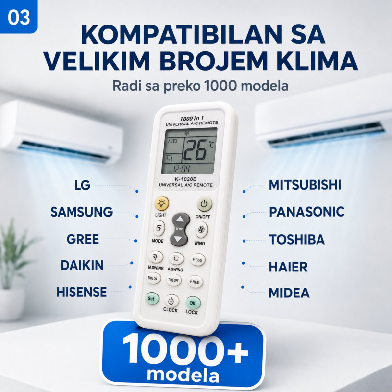 Univerzalni daljinski upravljač za klima uređaje – zamena za izgubljen ili pokvaren daljinski