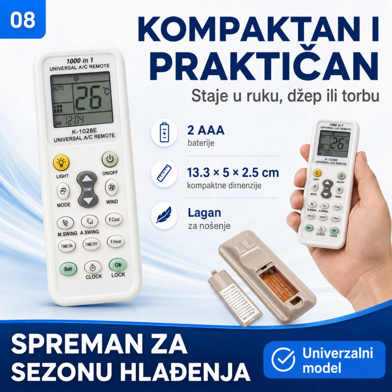 Univerzalni daljinski upravljač za klima uređaje – zamena za izgubljen ili pokvaren daljinski
