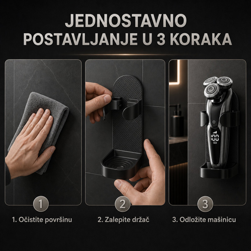 Držač za mašinicu za brijanje bez bušenja – Uvek na svom mestu