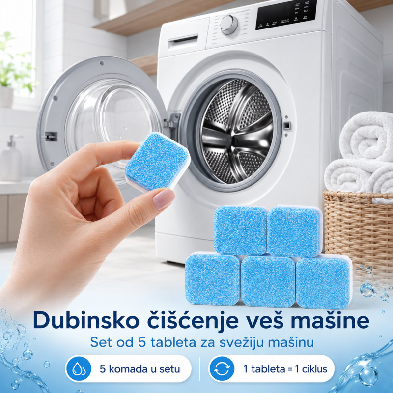Set od 5 tableta za dubinsko čišćenje veš mašine