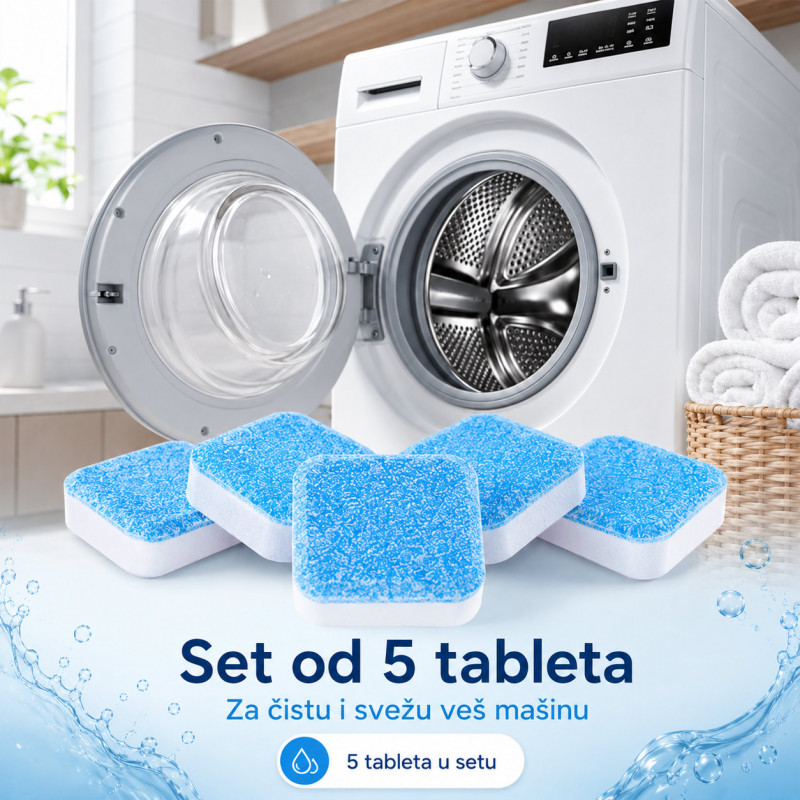 Set od 5 tableta za dubinsko čišćenje veš mašine