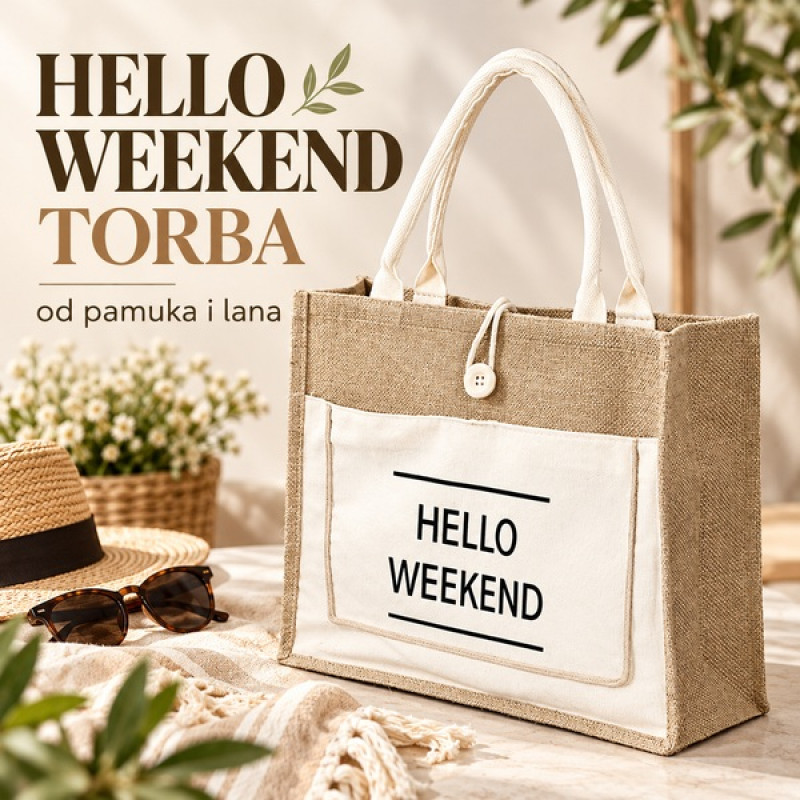 Hello Weekend  - torba od pamuka i lana