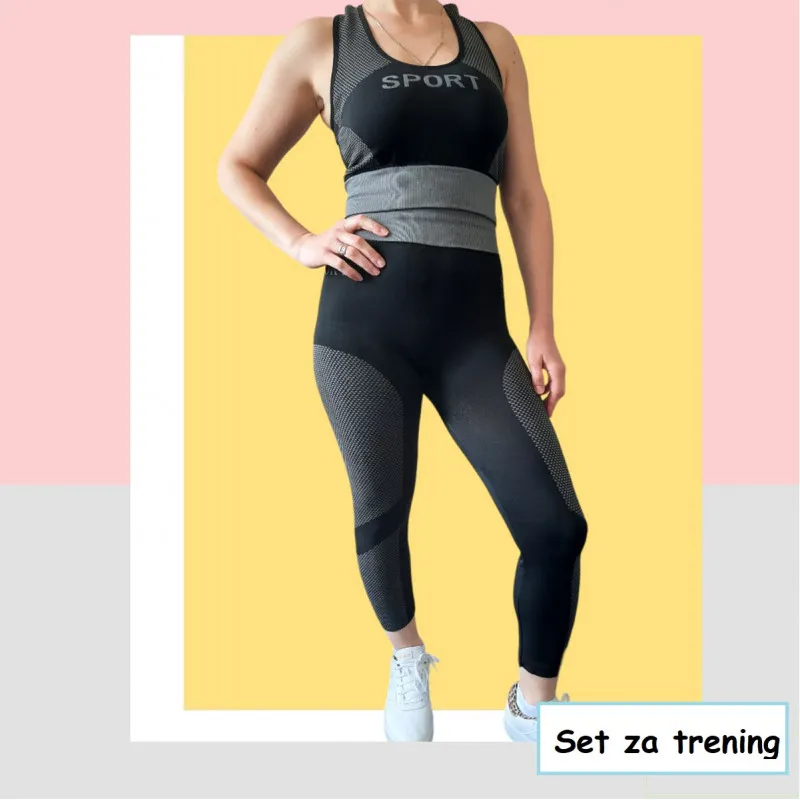 Slim Fit komplet za trening - elastične sportske helanke i top