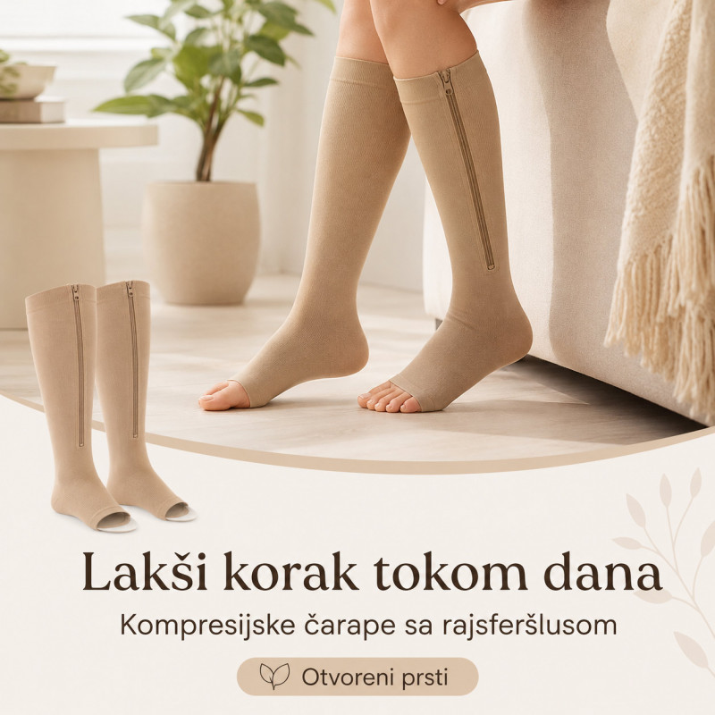 Kompresijske čarape sa rajsferšlusom za bol i otok u nogama