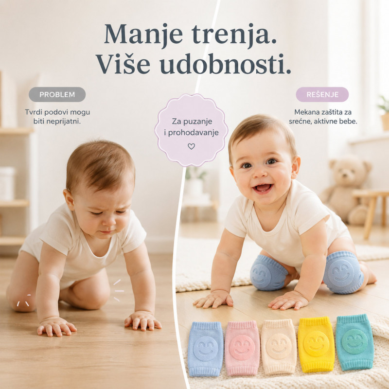 Mekani neklizajući štitnici za kolena za bebe – za puzanje i prohodavanje